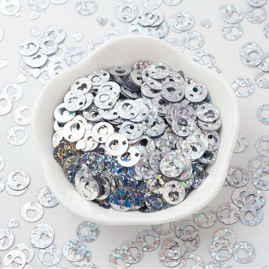 15g pack 8mm silver heart outlines sequin embellishment toppers