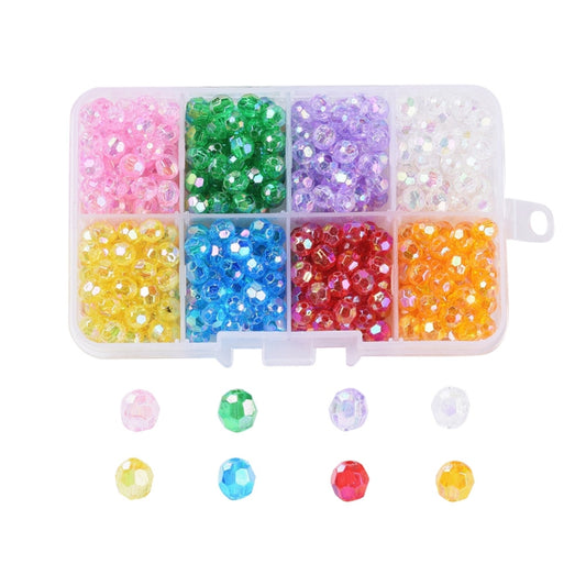 Box of 560pcs faceted beads, 6mm, 8 colours