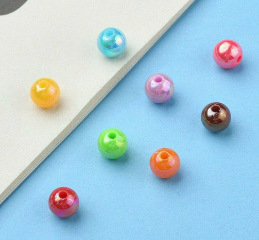 200pcs round 6mm AB plated finish beads, mixed colours