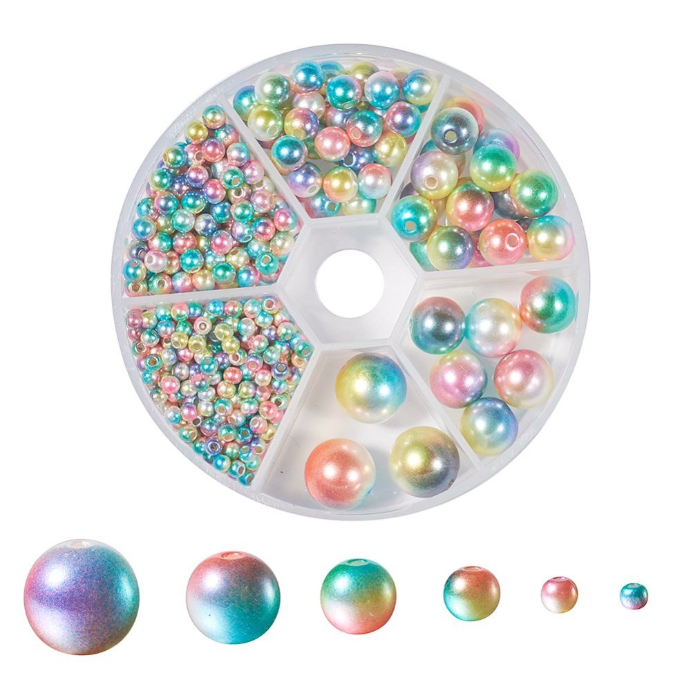 'Rainbow' Mermaid gradient beads box, 564pcs in 3mm-12mm sizes