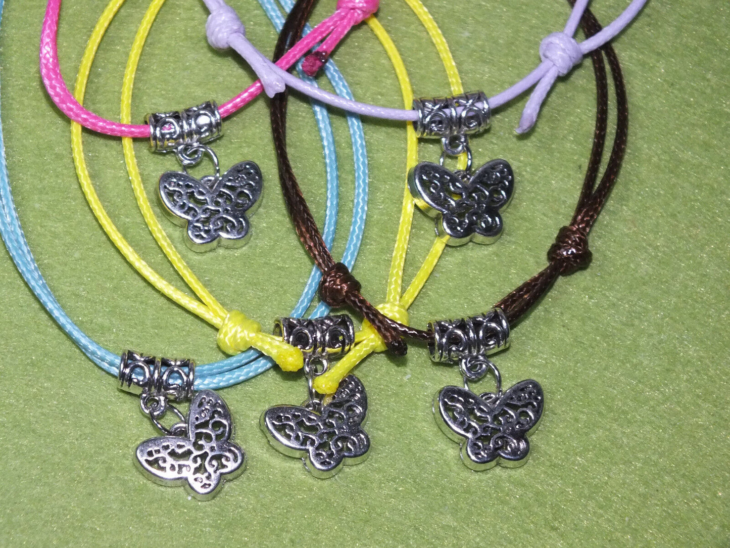 Adjustable multicoloured SNOWFLAKE / STAR / BUTTERFLY friendship charm bracelets, packs of 5 / 10 / 20 / 30