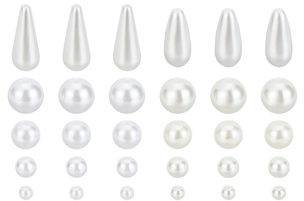 700pcs white pearl beads box, 4-10mm acrylic, snow white and ivory, round & teardrops