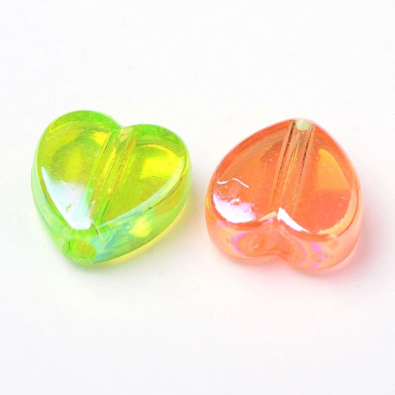 150pcs mixed heart beads, 8mm translucent AB finish