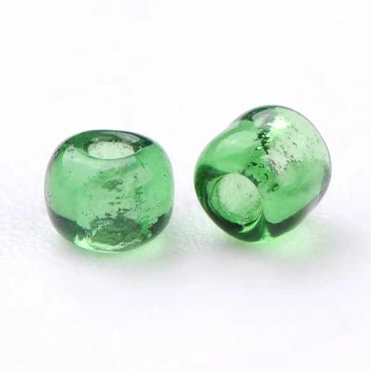 2mm translucent green glass seed beads, 50g