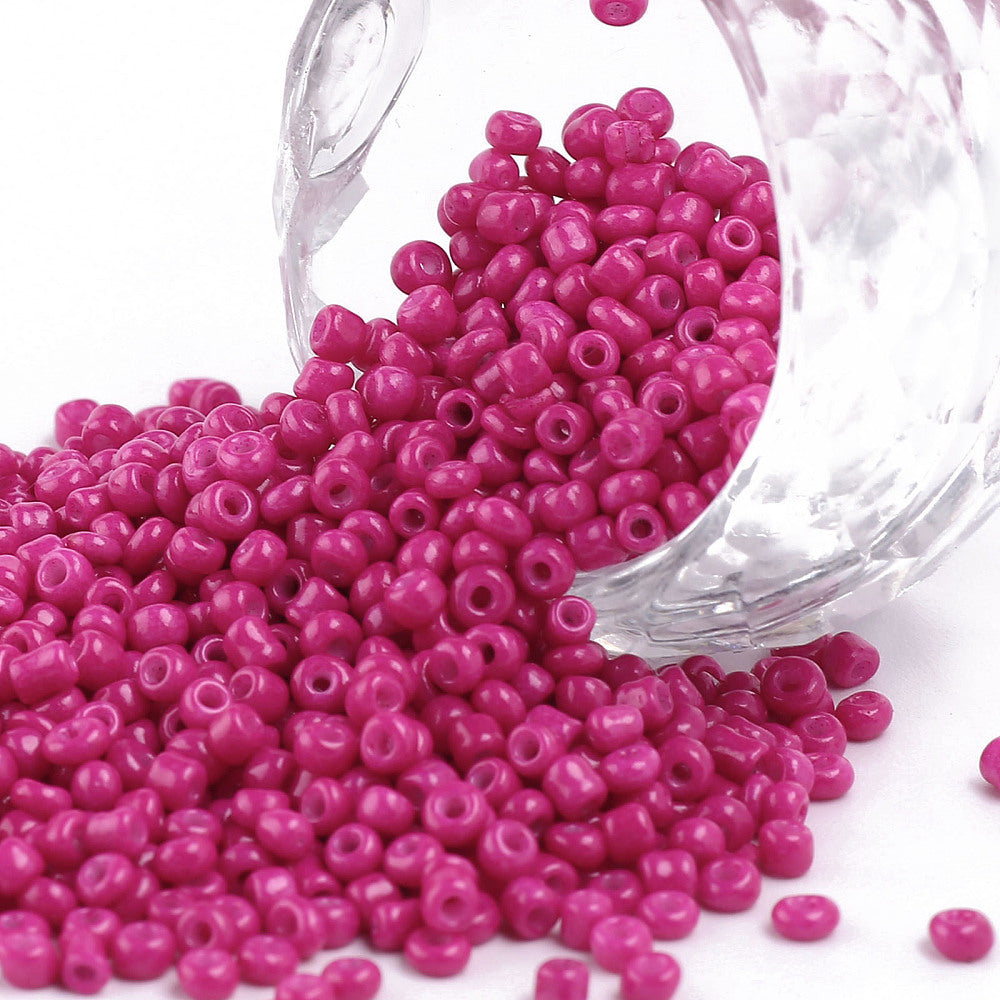 1lb (454g) Bulk Bag - 2mm Fuchsia Pink Glass Seed Beads
