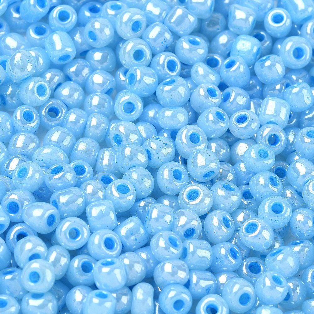 1lb (454g) Bulk Bag - 4mm Blue Pearlised Glass Seed Beads
