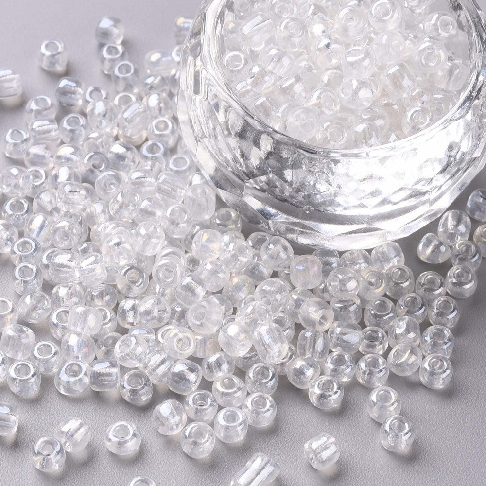 1lb (454g) Bulk Bag - 4mm Clear Lustered Glass Seed Beads