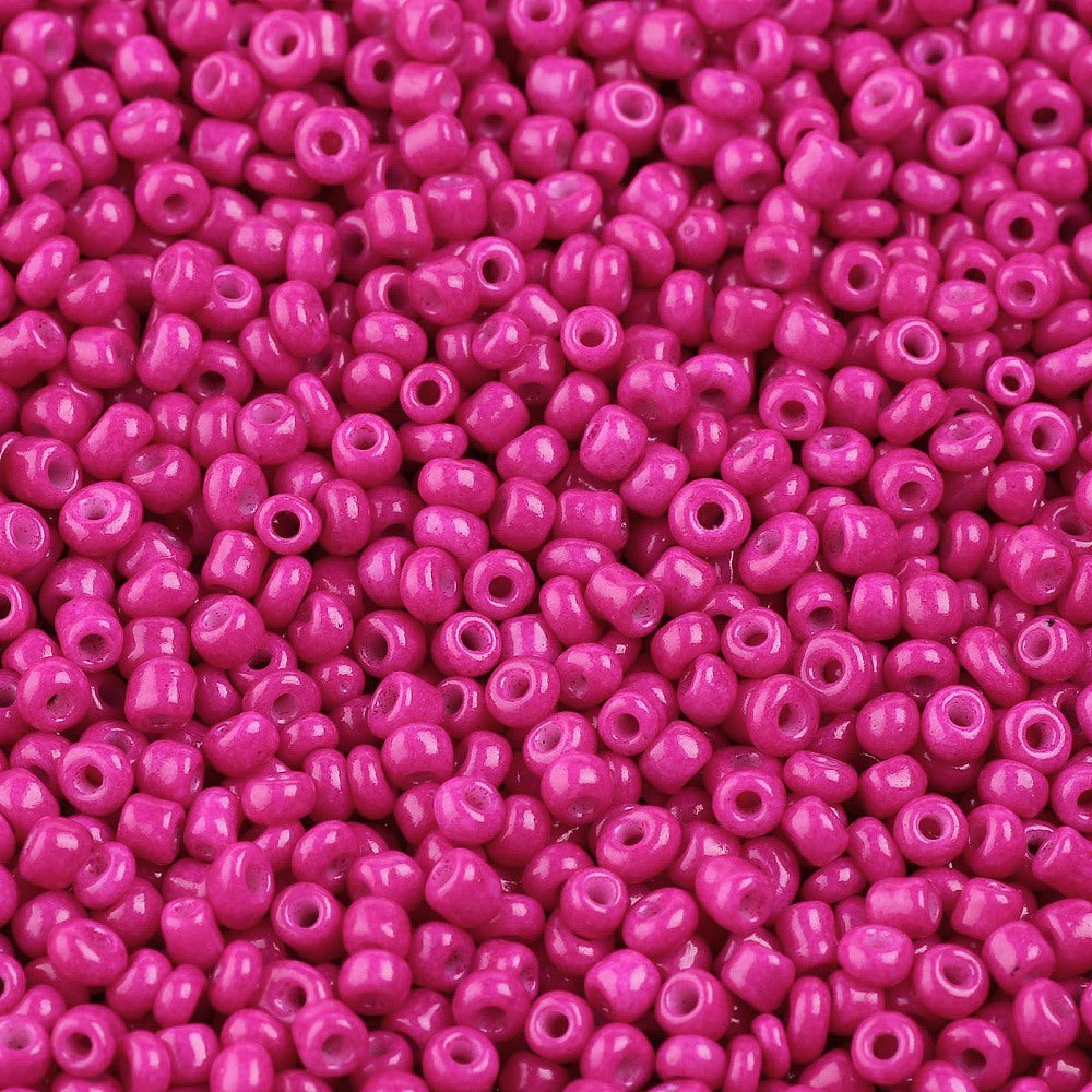 1lb (454g) Bulk Bag - 2mm Fuchsia Pink Glass Seed Beads