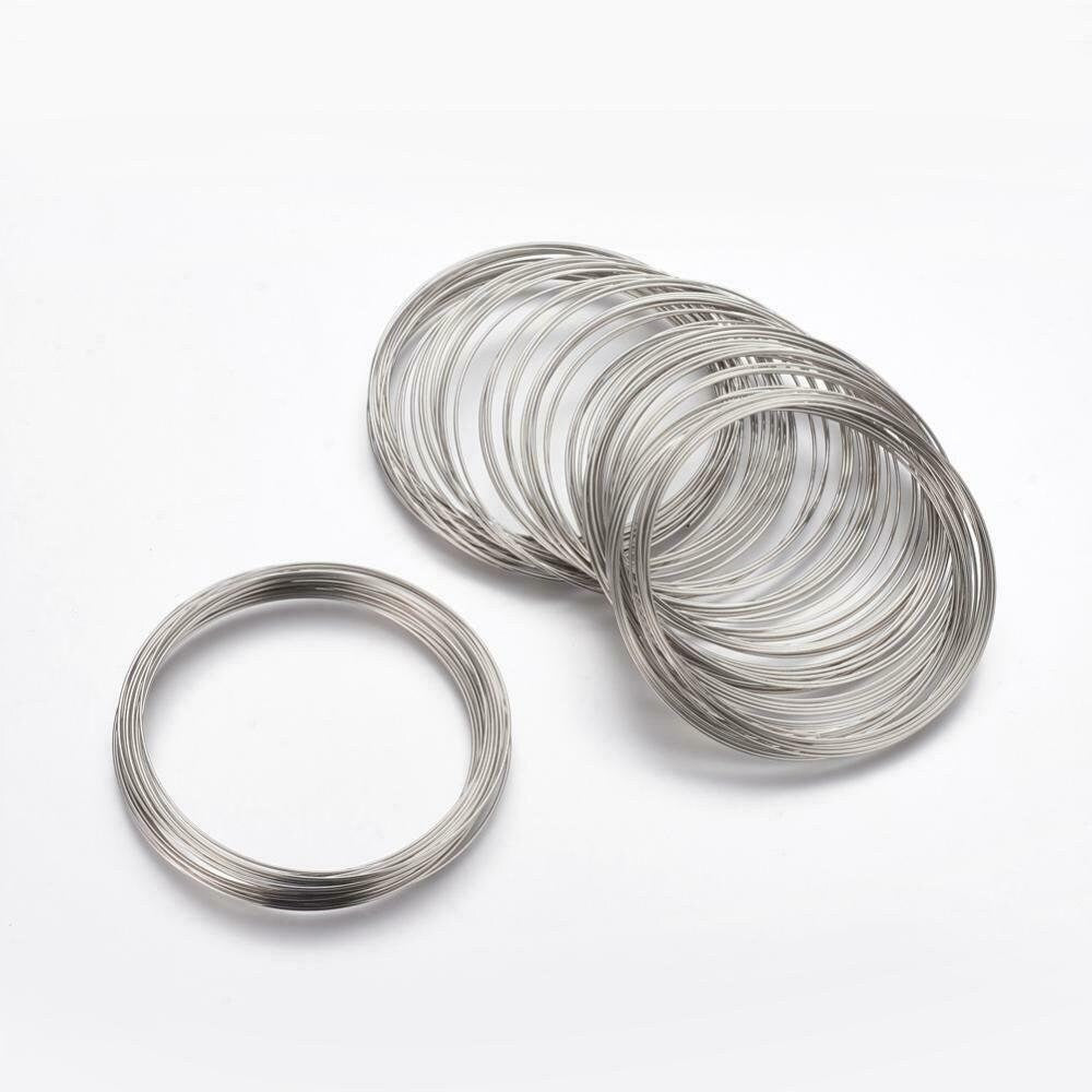 50 loops of memory wire - 50mm diameter silver tone bracelet loop.