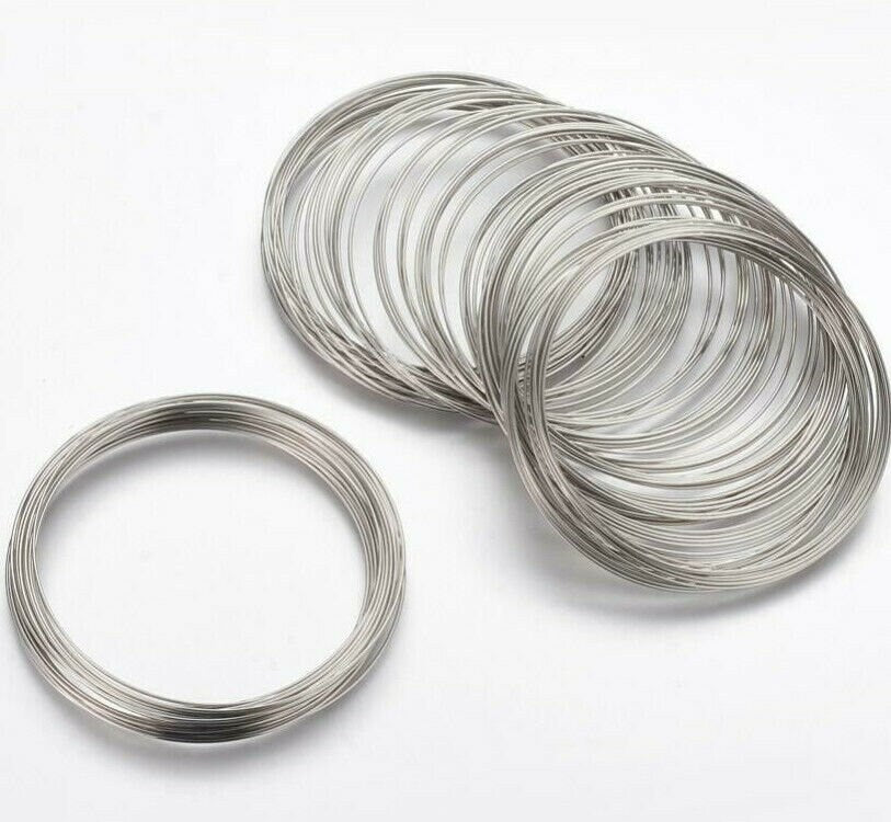 50 loops of memory wire - 50mm diameter silver tone bracelet loop.