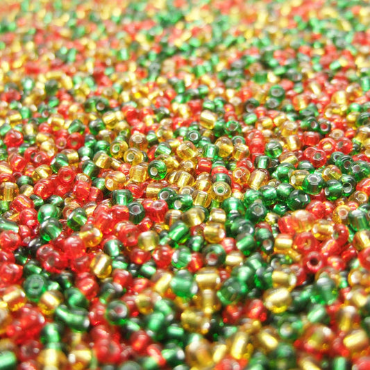 3mm Autumn mix glass seed beads, 50g