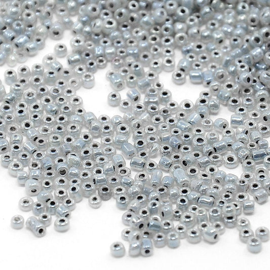 2mm glossy grey glass seed beads, 50g