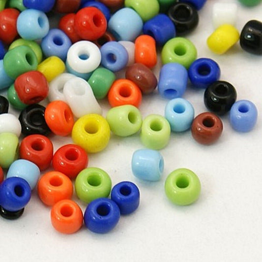 3mm mixed opaque glass seed beads, 50g