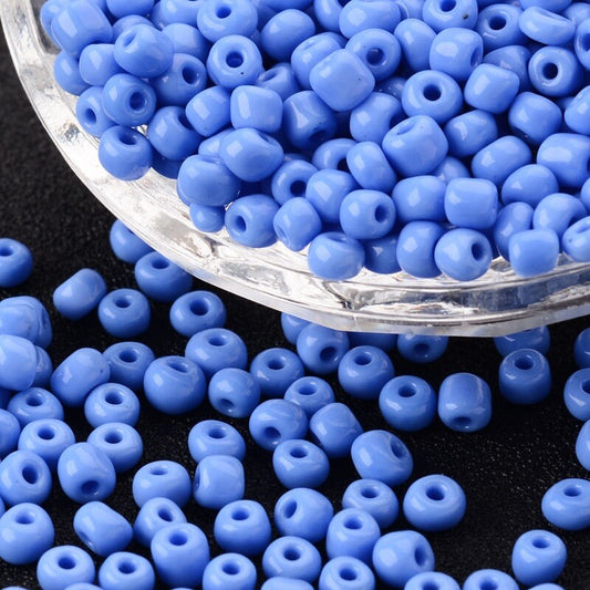 4mm blue glass seed beads, 50g