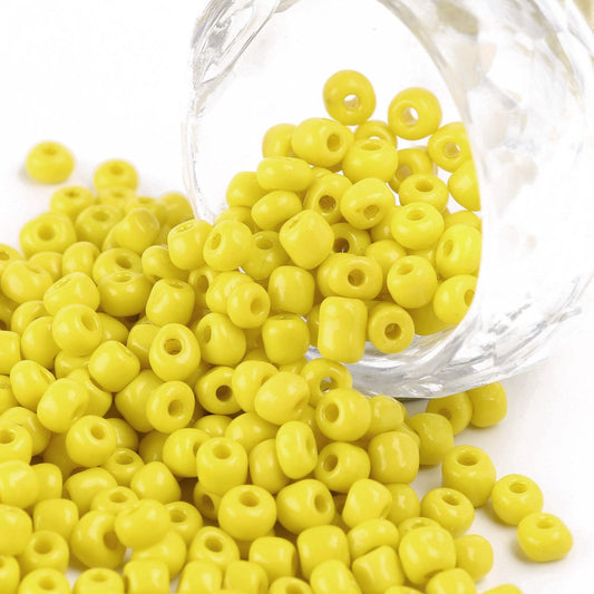 4mm yellow glass seed beads, 50g