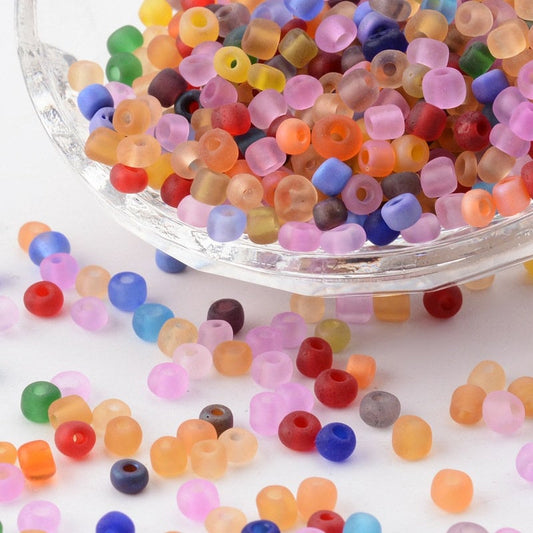 4mm Frosted mix glass seed beads, 50g