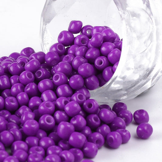 4mm dark purple glass seed beads, 50g