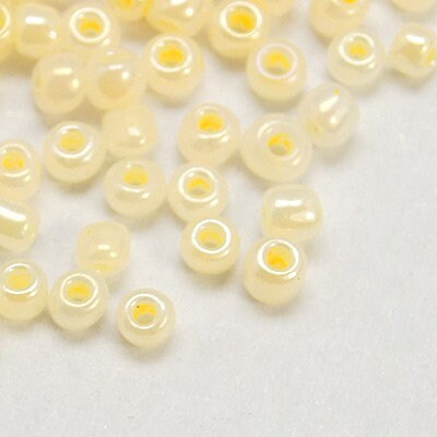 2mm lemon yellow pearlised glass seed beads, 50g