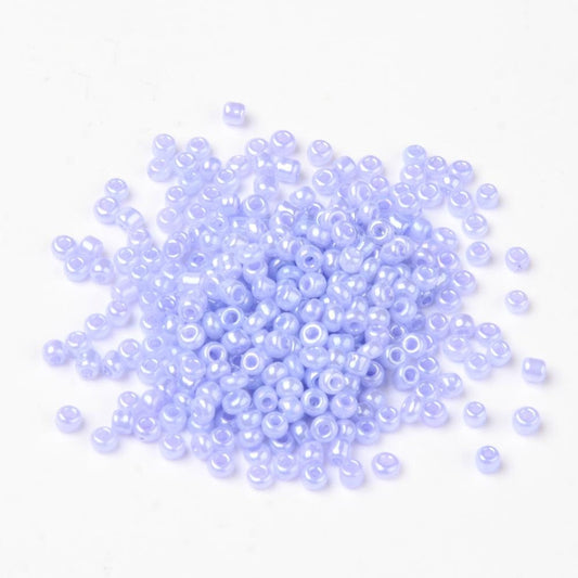 2mm lilac pearlised glass seed beads, 50g
