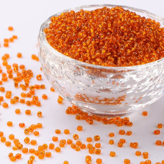 2mm orange silver lined glass seed beads, 50g