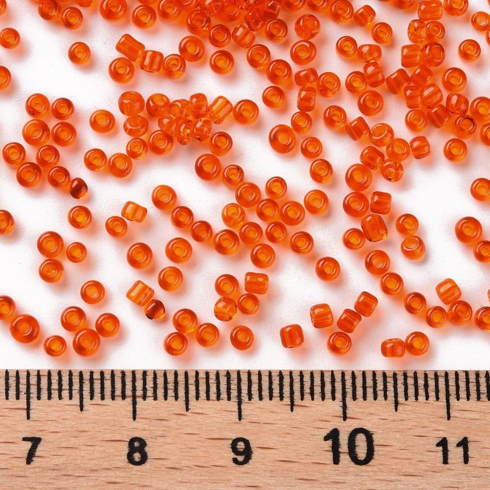 2mm dark orange glass seed beads, 50g