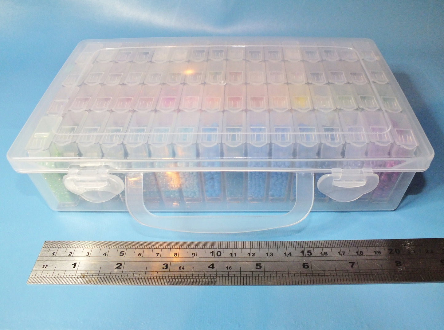 Giant seed bead variety box - 64 reusable tubs (2mm - 4mm) of seeds in a carrycase.