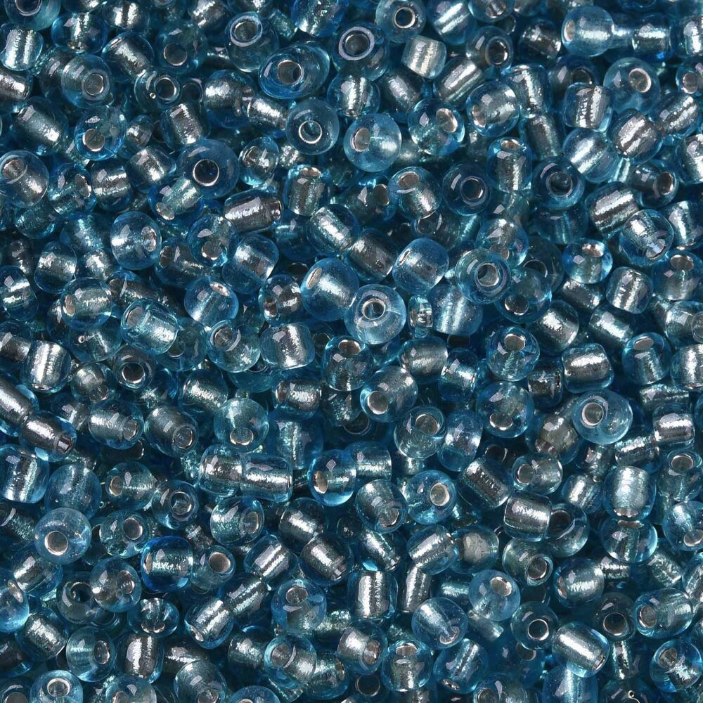 3mm blue silver lined glass seed beads, 50g