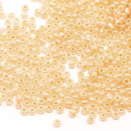 2mm champagne pink/yellow glass seed beads, 50g