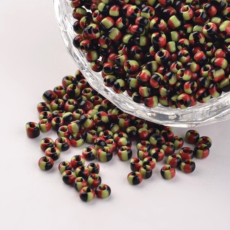 2.5mm-3mm Zombie multi-tone glass seed beads, 50g