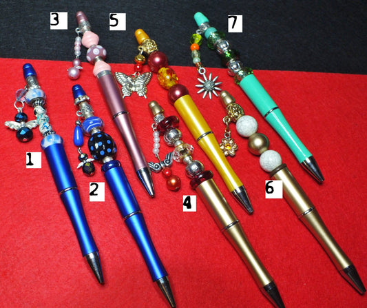 Handmade beaded pens with dangle charms
