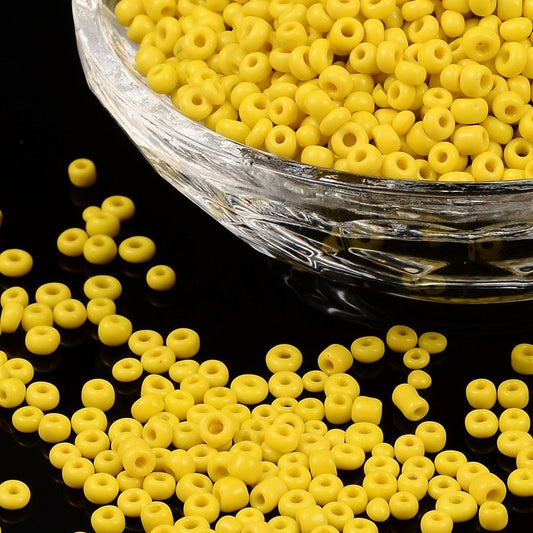 3mm yellow glass seed beads, 50g