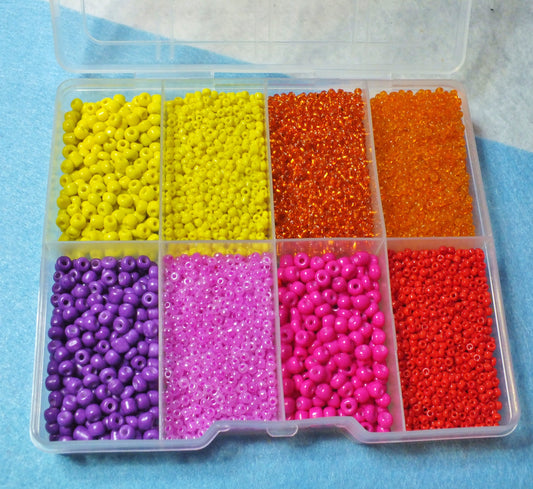 Seed bead selection box, WARM mix 2mm + 4mm
