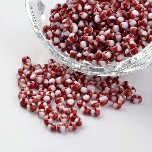 2.5mm-3mm firebrick two-tone glass seed beads, 50g