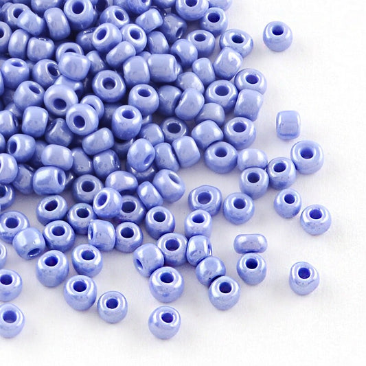 2mm cornflower blue pearlised glass seed beads, 50g