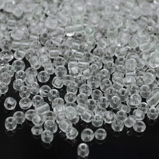 3mm clear glass seed beads, 50g