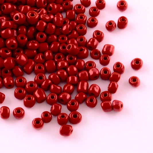 3mm crimson red glass seed beads, 50g
