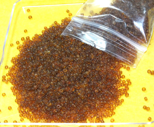 2mm brown translucent glass seed beads, 50g