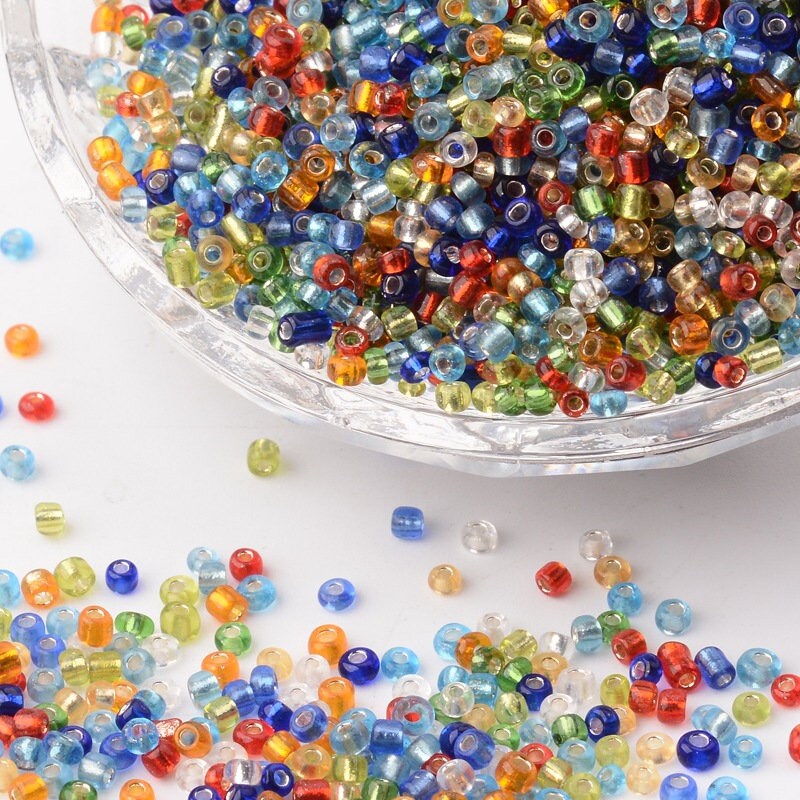 2mm Festive silver lined mix glass seed beads, 50g - 1kg