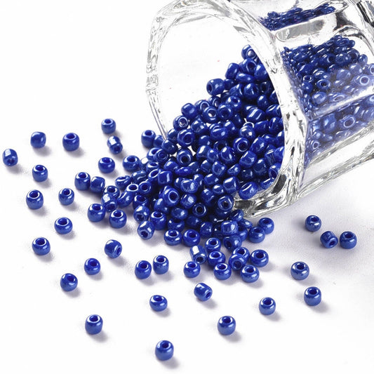 2mm deep blue pearlised glass seed beads, 50g