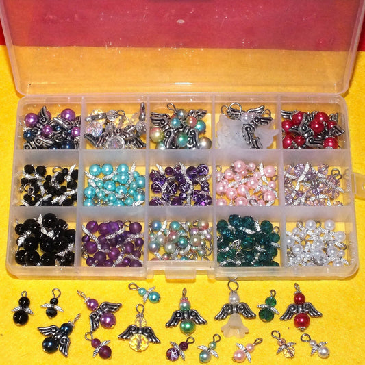 150pcs mixed angel charms selection box, handmade, plain or on clasps / lanyards