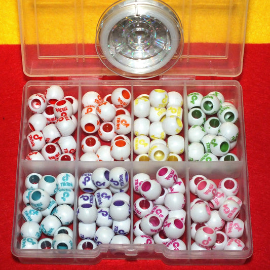 TikTok logo bead box, 120pcs - plus a reel of elastic