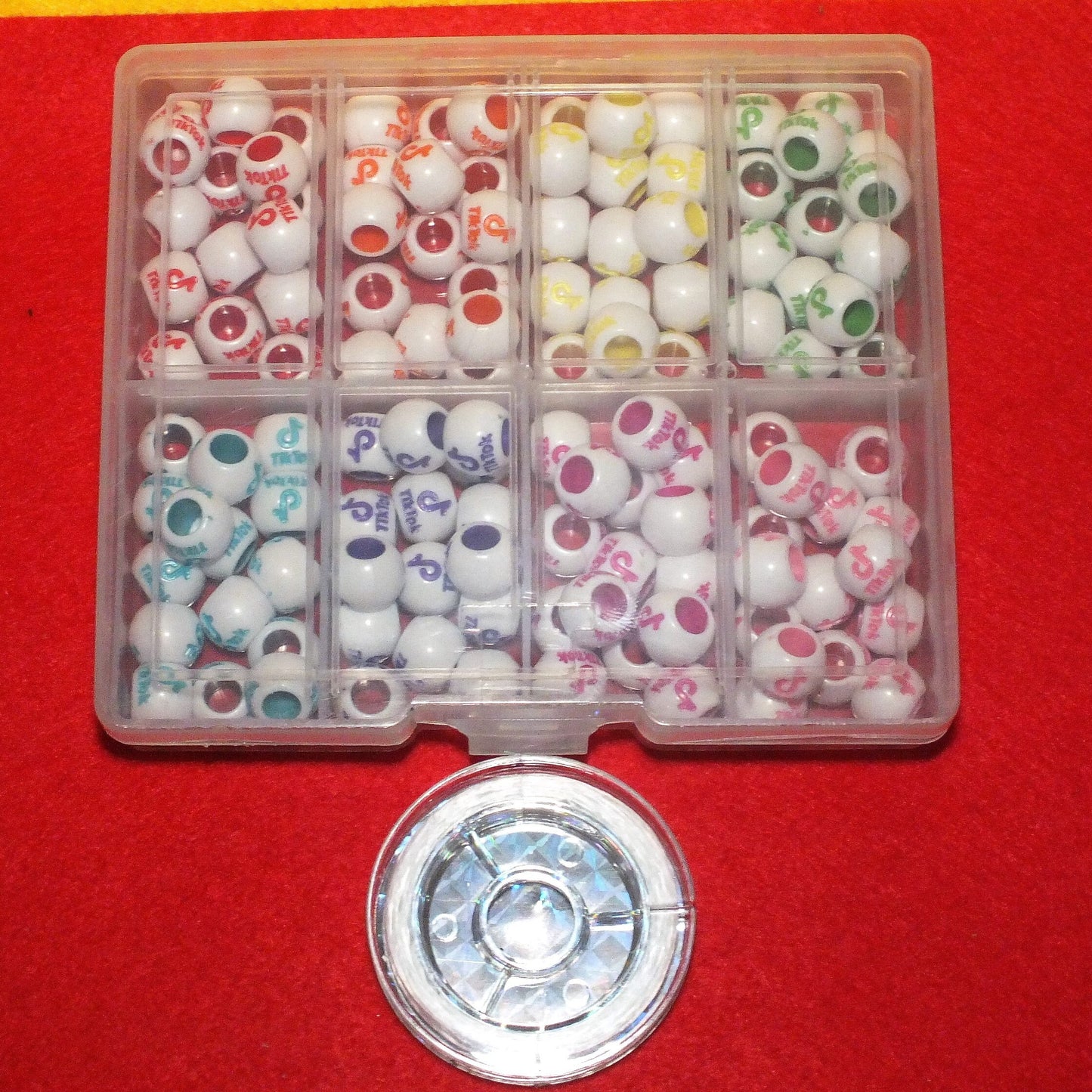 TikTok logo bead box, 120pcs - plus a reel of elastic