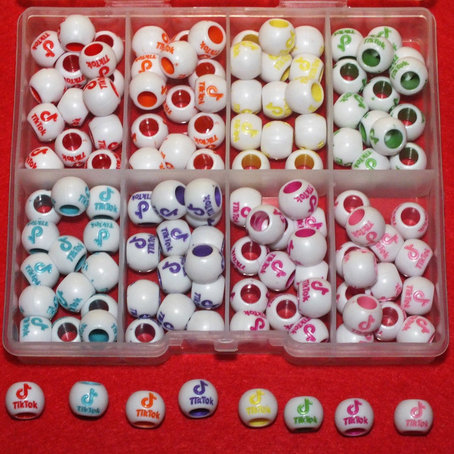 TikTok logo bead box, 120pcs - plus a reel of elastic