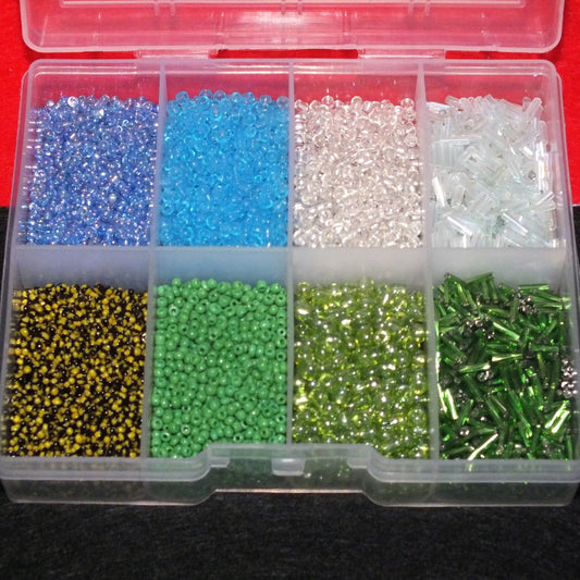 SPRING mix glass seeds & bugle beads, 132g box