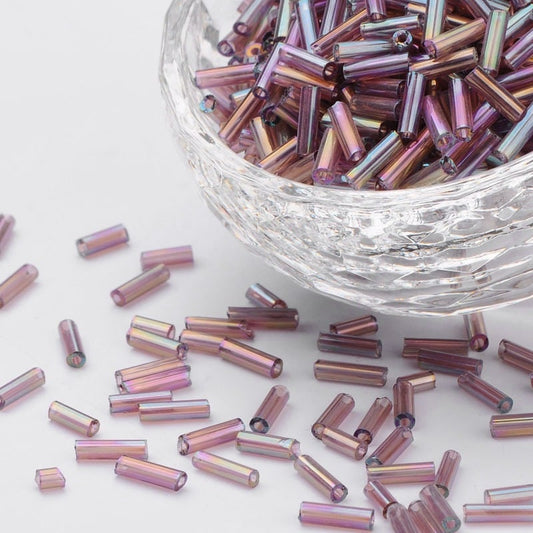 Purple 6mm glass bugle beads, 50g-1kg